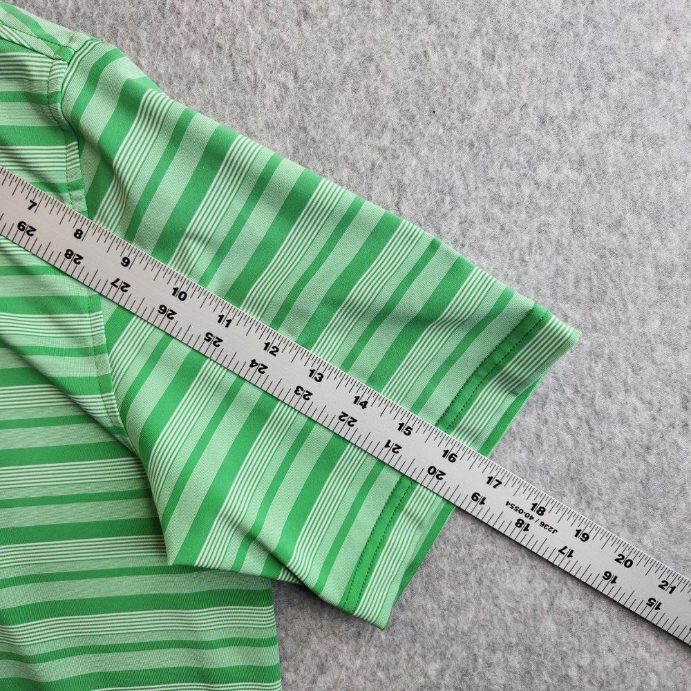 Peter Millar Summer Comfort Polo Shirt Mens Medium Green Striped Stretchy - Picture 12 of 15